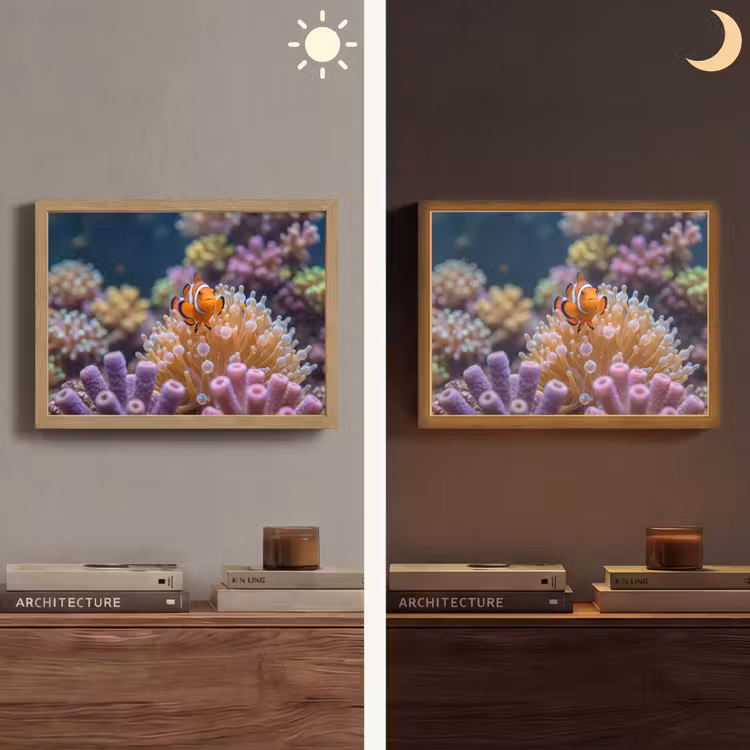 Vis - Koraal - Onderwater - Oranje - Dieren Light Box met batterij (Wandlamp) middel -sfeer3