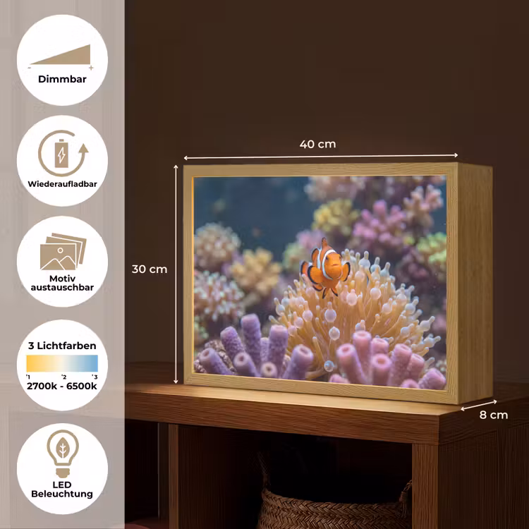 Vis - Koraal - Onderwater - Oranje - Dieren Light Box met batterij (Wandlamp) middel -USP_websiteoverzichtDE