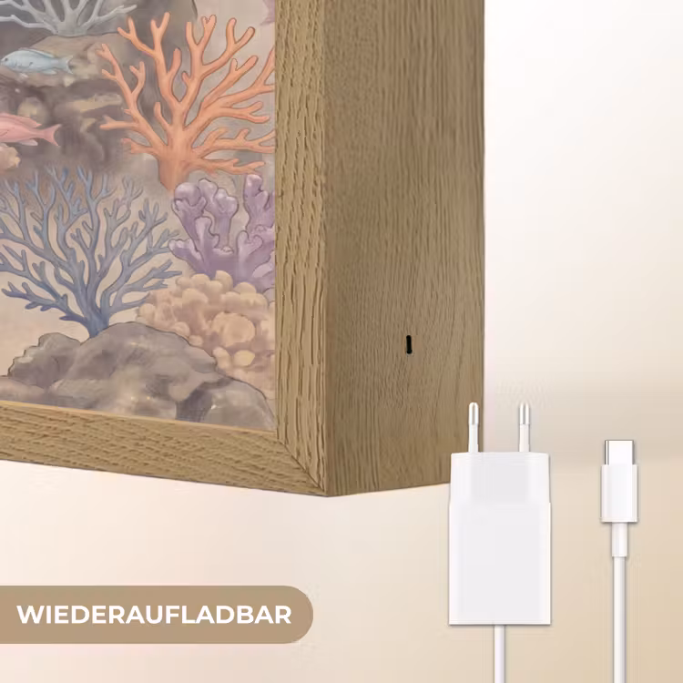 Vis - Koraalrif - Onderwaterwereld - Illustratie Light Box met batterij (Wandlamp) middel -USP_websiteoplaadbaarDE