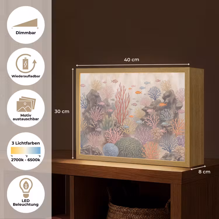 Vis - Koraalrif - Onderwaterwereld - Illustratie Light Box met batterij (Wandlamp) middel -USP_websiteoverzichtDE