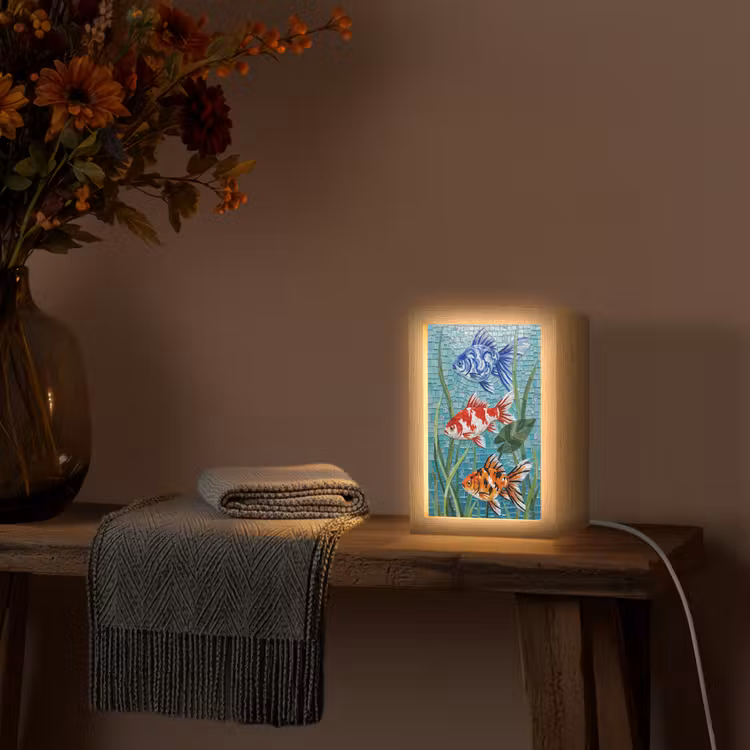 Vis - Mozaïek - Onderwater - Kleurrijk - Dieren Light Box met kabel (Wandlamp) klein -sfeer4