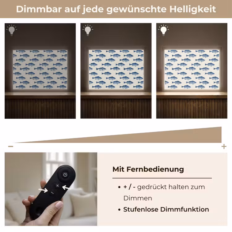 Vis - Patroon - Blauw Light Box met batterij (Wandlamp) middel 907 -USP_dimbaarDE