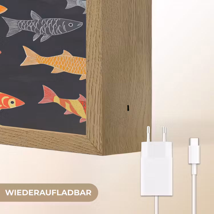 Vissen - Patroon - Kleurrijk Light Box met batterij (Wandlamp) middel 907 -USP_websiteoplaadbaarDE