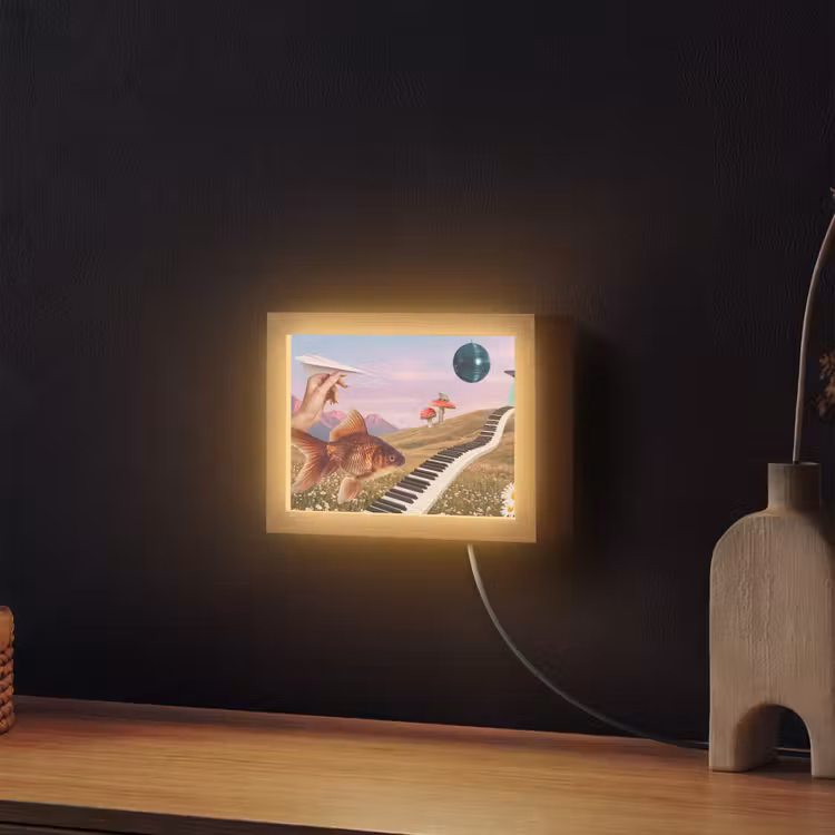 Lightbox - Wandleuchte - Fisch – Natur – Abstrakt - Vis - Natuur - Abstract Light Box met kabel (Wandlamp) klein