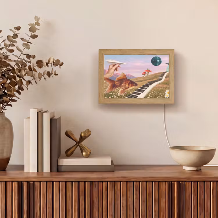 Lightbox - Wandleuchte - Fisch – Natur – Abstrakt - Vis - Natuur - Abstract Light Box met kabel (Wandlamp) klein