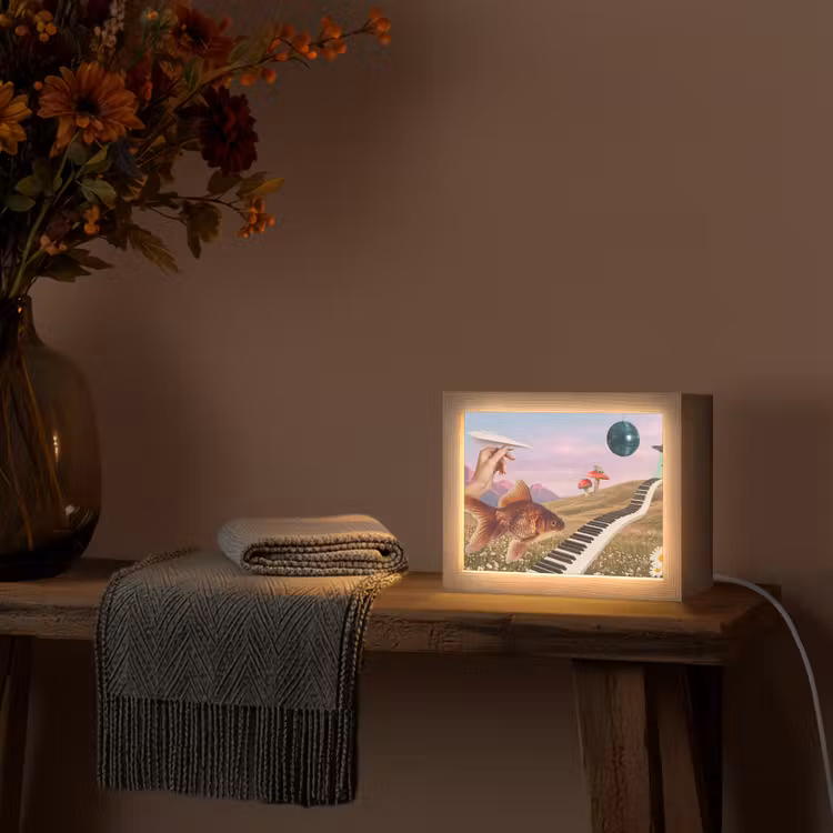 Lightbox - Wandleuchte - Fisch – Natur – Abstrakt - Vis - Natuur - Abstract Light Box met kabel (Wandlamp) klein