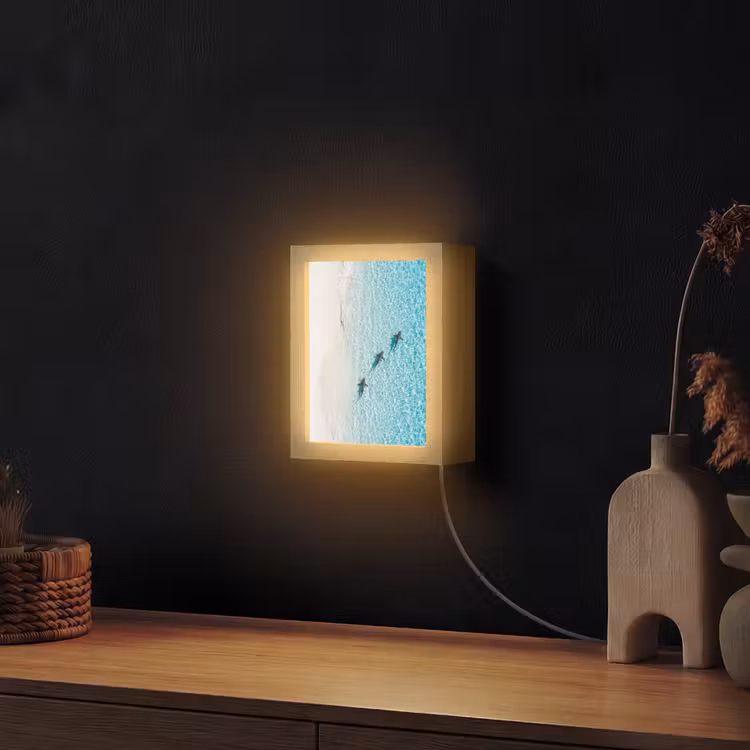 Vis - Oceaan - Strand - Turquoise - Natuur Light Box met kabel (Wandlamp) klein -sfeer1