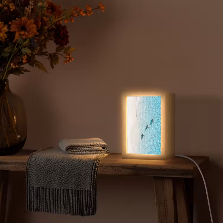 Vis - Oceaan - Strand - Turquoise - Natuur Light Box met kabel (Wandlamp) klein -sfeer4
