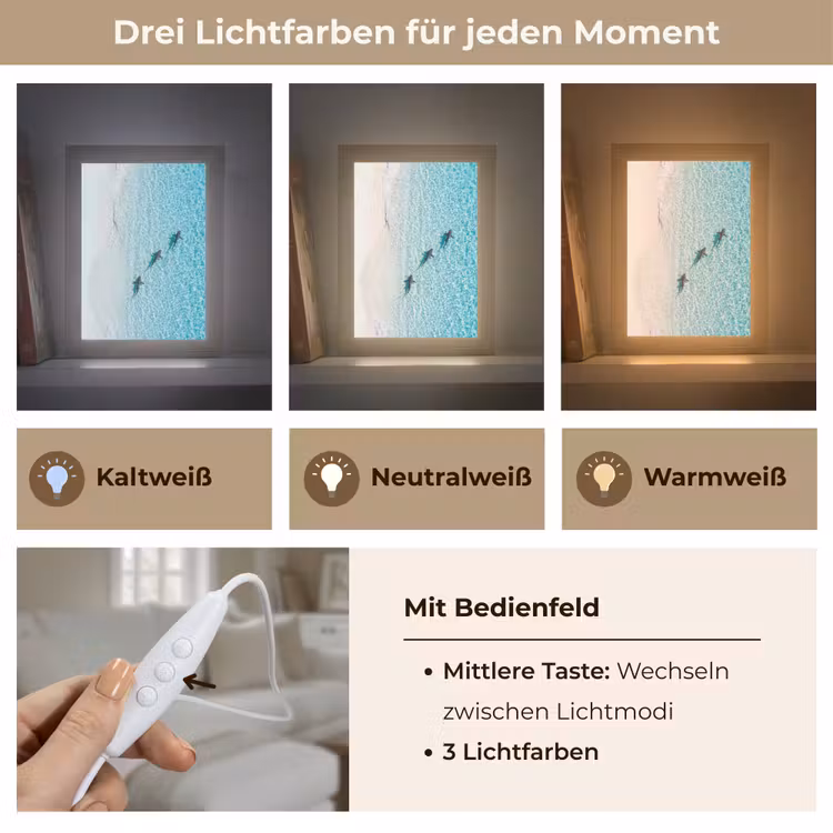 Vis - Oceaan - Strand - Turquoise - Natuur Light Box met kabel (Wandlamp) klein -USP_lichtkleurDE