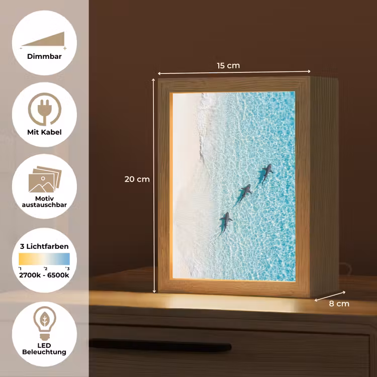 Vis - Oceaan - Strand - Turquoise - Natuur Light Box met kabel (Wandlamp) klein -USP_websiteoverzichtDE