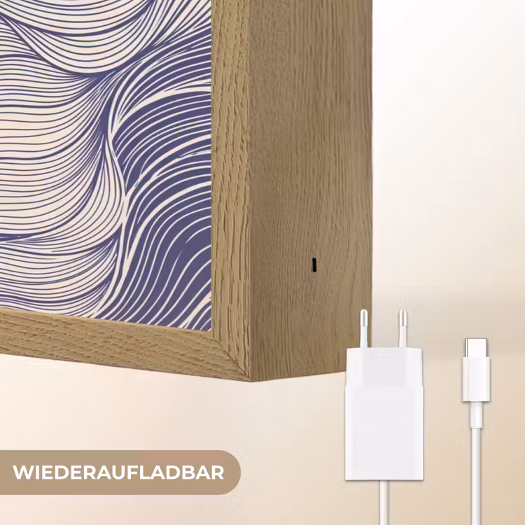 Vis - Oceaan - Lijntekening - Blauw - Dieren Light Box met batterij (Wandlamp) middel -USP_websiteoplaadbaarDE