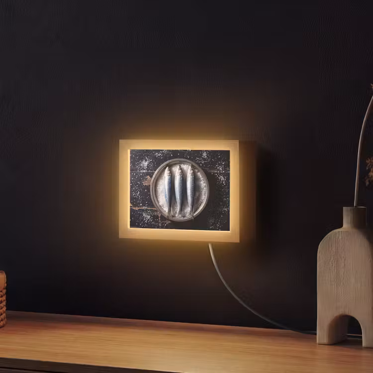 Lightbox - Wandleuchte - Fisch – Salz – Essen - Vis - Zout - Eten Light Box met kabel (Wandlamp) klein