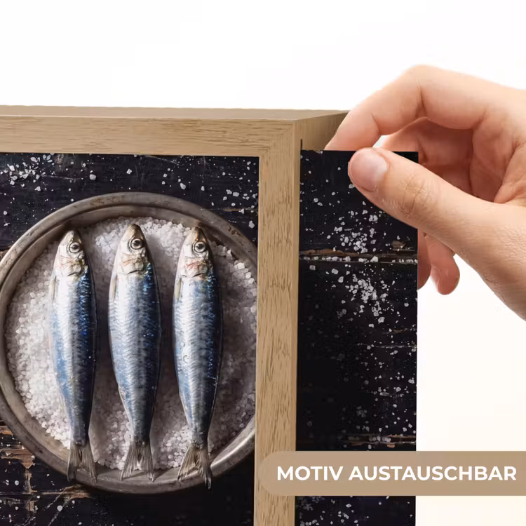 Lightbox - Wandleuchte - Fisch – Salz – Essen - Vis - Zout - Eten Light Box met kabel (Wandlamp) klein