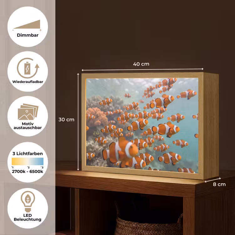 Vis - School - Onderwater - Dieren - Oranje Light Box met batterij (Wandlamp) middel -USP_websiteoverzichtDE