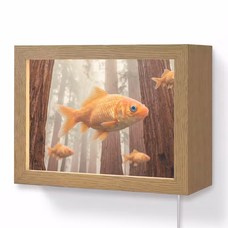 Lightbox - Wandleuchte - Fisch – Wald – Fantasie - Vis - Bos - Fantasie Light Box met kabel (Wandlamp) klein