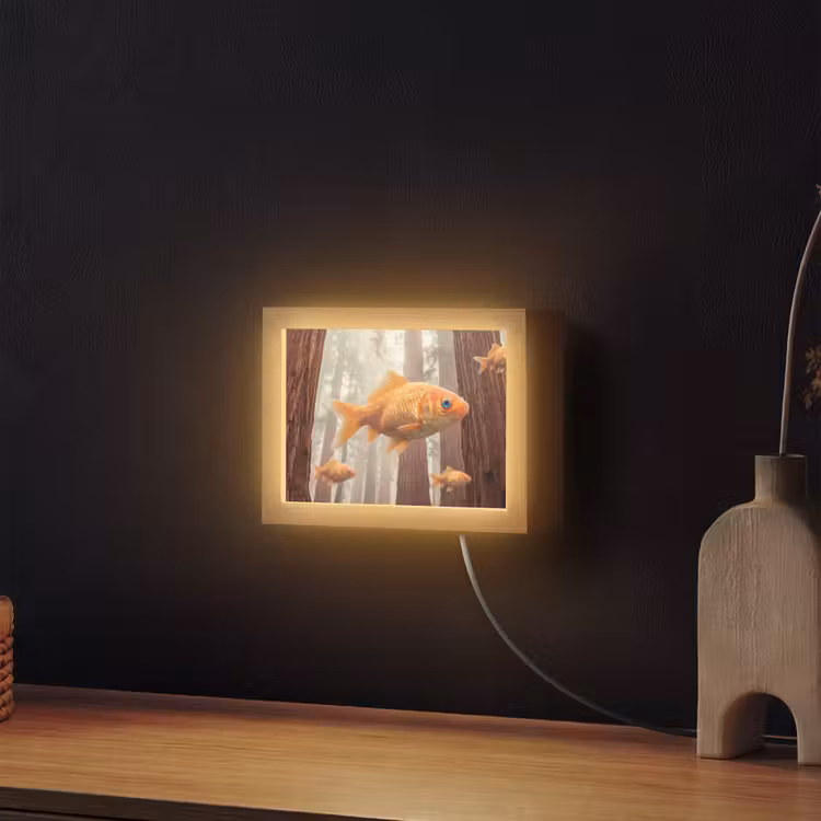 Lightbox - Wandleuchte - Fisch – Wald – Fantasie - Vis - Bos - Fantasie Light Box met kabel (Wandlamp) klein