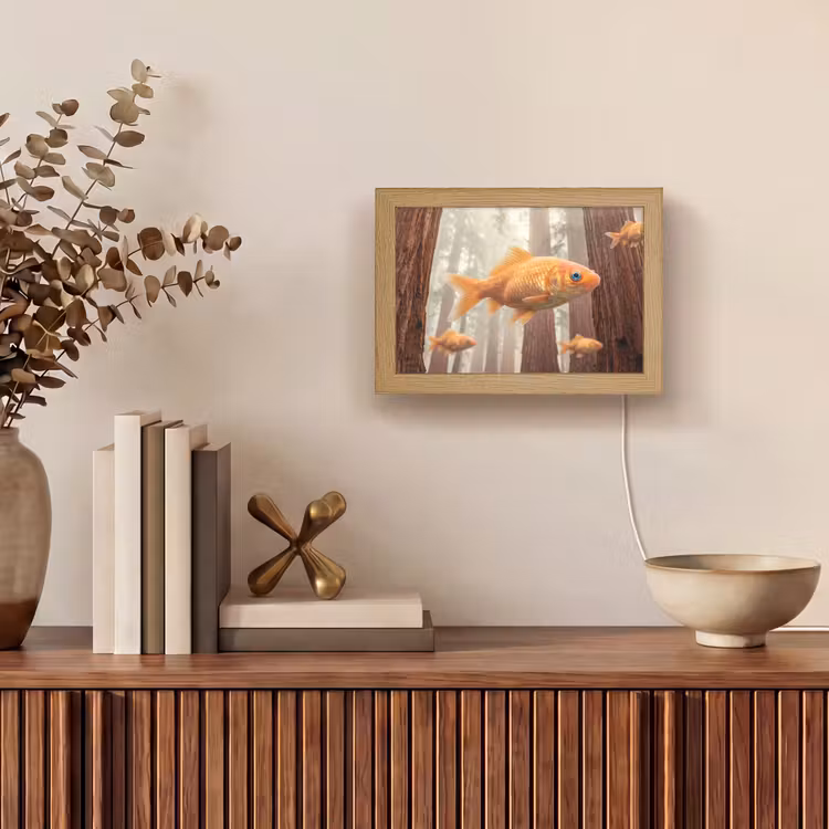 Lightbox - Wandleuchte - Fisch – Wald – Fantasie - Vis - Bos - Fantasie Light Box met kabel (Wandlamp) klein