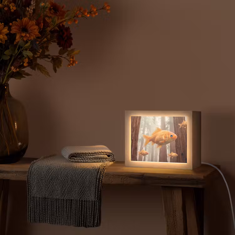 Lightbox - Wandleuchte - Fisch – Wald – Fantasie - Vis - Bos - Fantasie Light Box met kabel (Wandlamp) klein