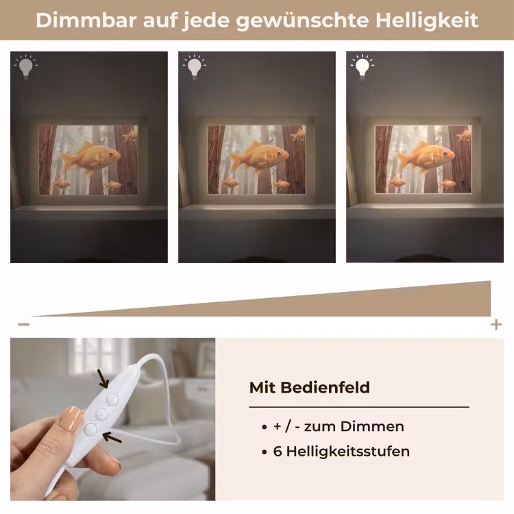 Lightbox - Wandleuchte - Fisch – Wald – Fantasie - Vis - Bos - Fantasie Light Box met kabel (Wandlamp) klein