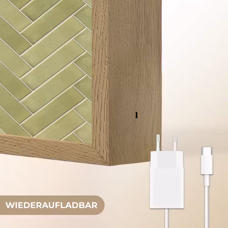 Visgraat - Wandtegel - Olijfgroen Light Box met batterij (Wandlamp) middel 907 -USP_websiteoplaadbaarDE
