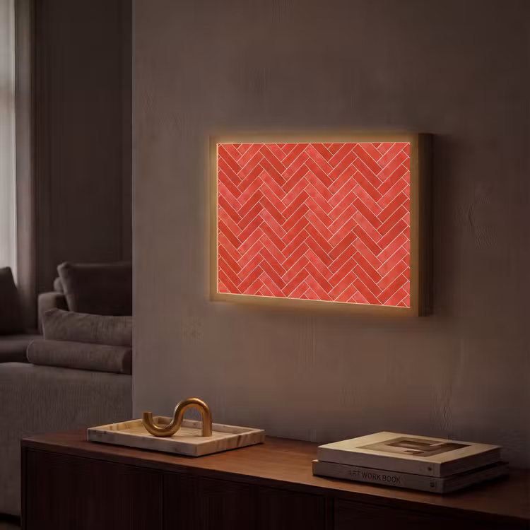 Visgraat - Tegel - Rood Light Box met batterij (Wandlamp) middel 907 -sfeer1