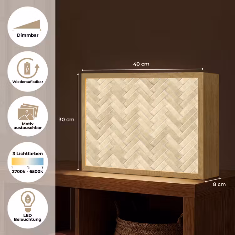 Visgraat - Tegel - Zand Light Box met batterij (Wandlamp) middel 907 -USP_websiteoverzichtDE