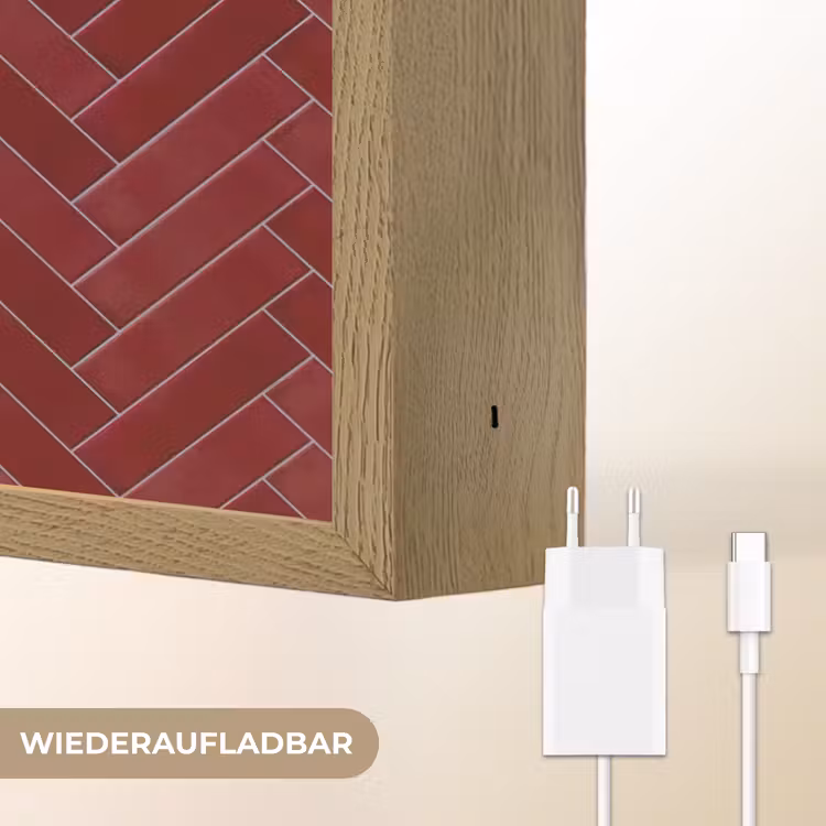 Visgraat - Wandtegel - Bordeaux - Rood Light Box met batterij (Wandlamp) middel 907 -USP_websiteoplaadbaarDE
