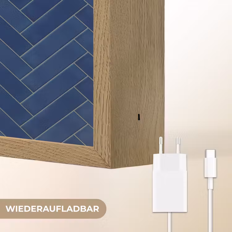 Visgraat - Wandtegel - Donkerblauw - Navy Blue Light Box met batterij (Wandlamp) middel 907 -USP_websiteoplaadbaarDE