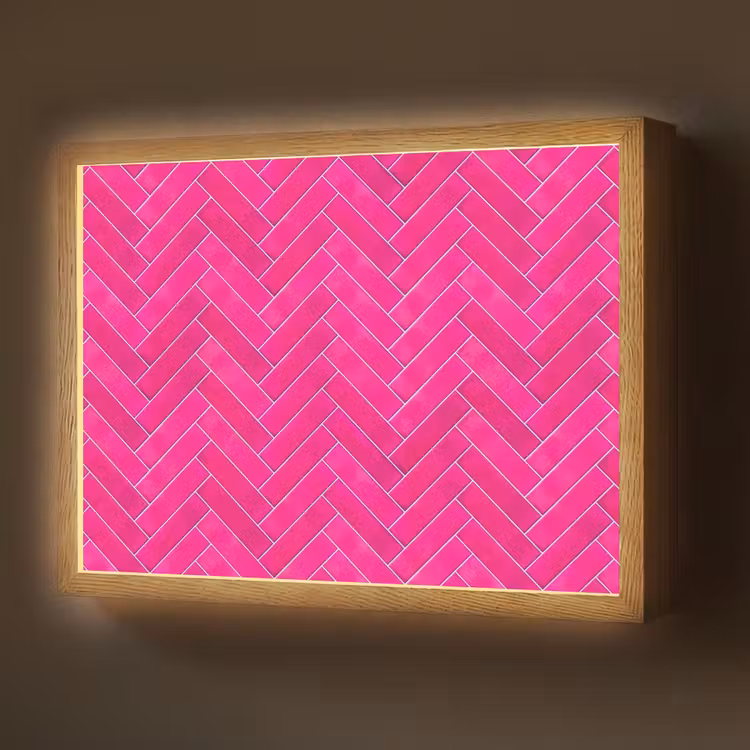 Visgraat - Wandtegel - Fuchsia - Roze Light Box met batterij (Wandlamp) middel 907 -z3d_website