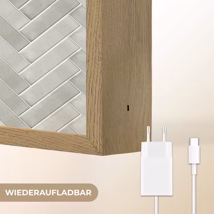 Visgraat - Wandtegel - Grijs Light Box met batterij (Wandlamp) middel 907 -USP_websiteoplaadbaarDE