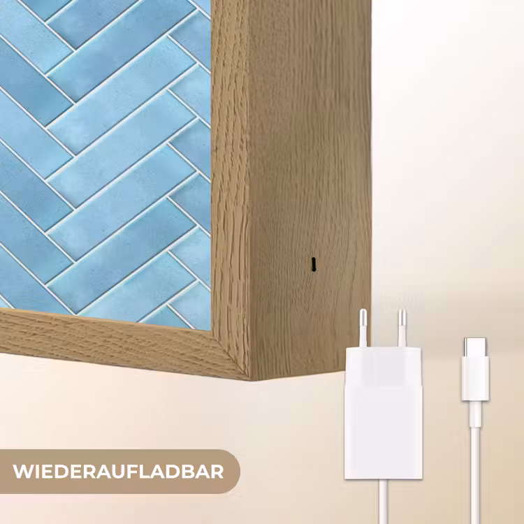 Visgraat - Wandtegel - Lichtblauw Light Box met batterij (Wandlamp) middel 907 -USP_websiteoplaadbaarDE