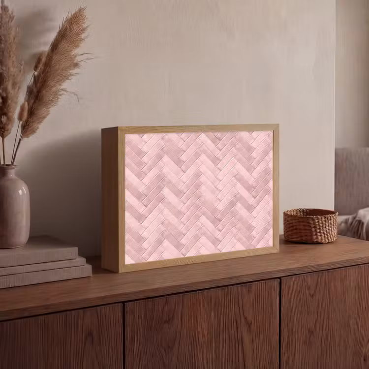 Visgraat - Wandtegel - Lichtroze Light Box met batterij (Wandlamp) middel 907 -sfeer2