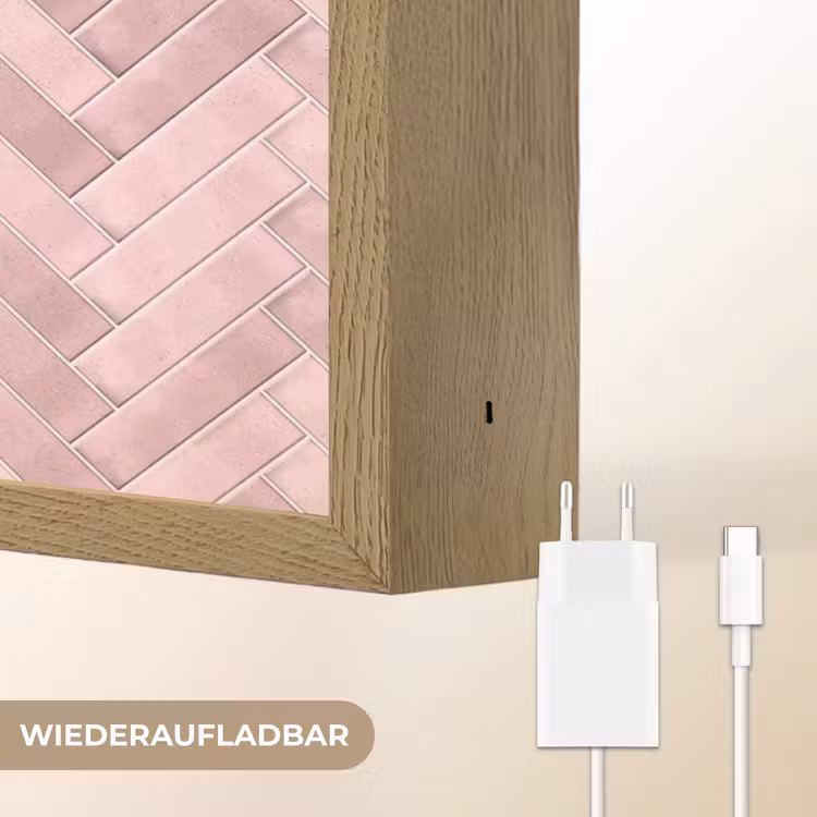 Visgraat - Wandtegel - Lichtroze Light Box met batterij (Wandlamp) middel 907 -USP_websiteoplaadbaarDE