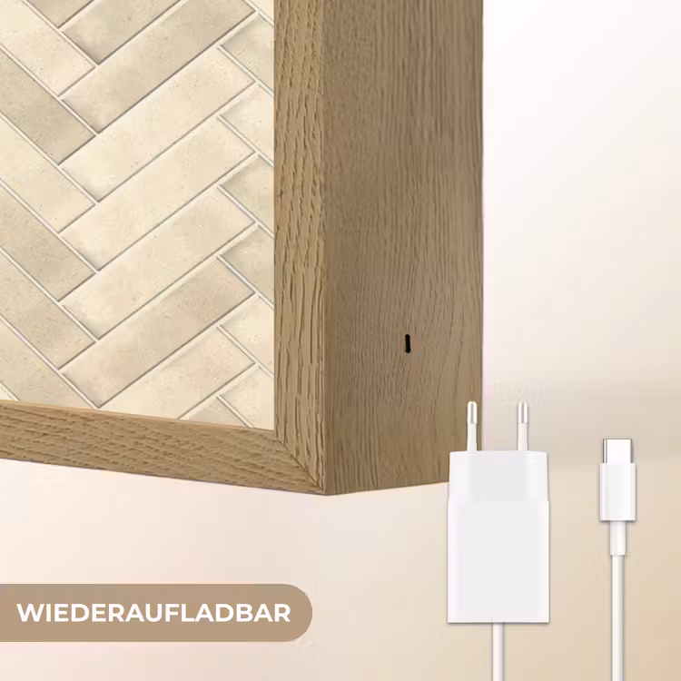 Visgraat - Wandtegel - Licht Beige Light Box met batterij (Wandlamp) middel 907 -USP_websiteoplaadbaarDE