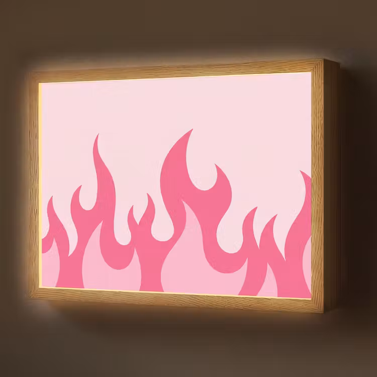 Vlammen - Patroon - Abstract - Modern - Roze Light Box met batterij (Wandlamp) middel -z3d_website