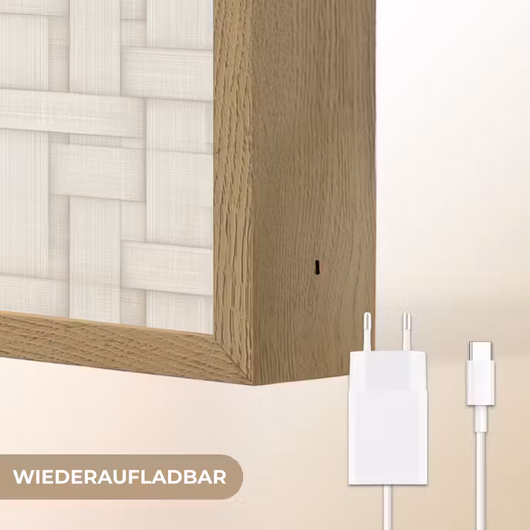 Vlechtwerk - Banen - Beige Light Box met batterij (Wandlamp) middel 907 -USP_websiteoplaadbaarDE