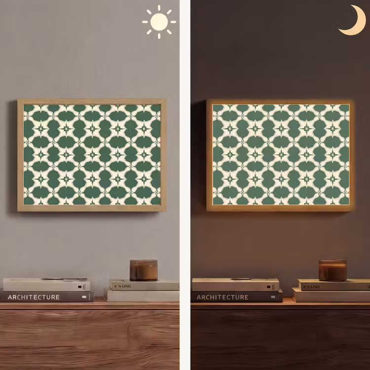 Tegel - Klassiek - Groen Light Box met batterij (Wandlamp) middel 907 -sfeer3