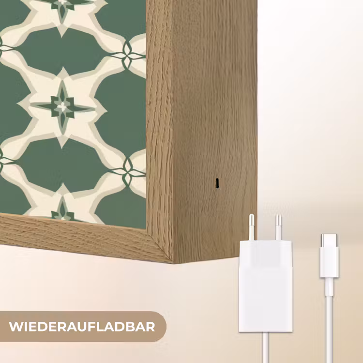 Tegel - Klassiek - Groen Light Box met batterij (Wandlamp) middel 907 -USP_websiteoplaadbaarDE