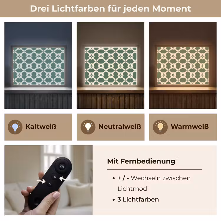 Tegel - Klassiek - Groen Light Box met batterij (Wandlamp) middel 907 -USP_lichtkleurDE