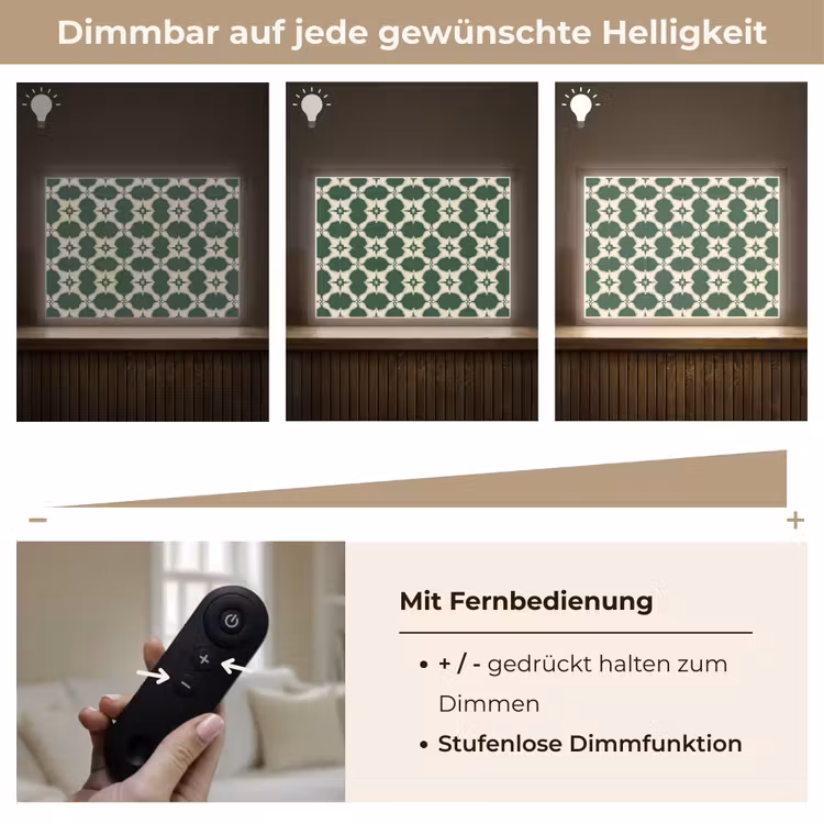 Tegel - Klassiek - Groen Light Box met batterij (Wandlamp) middel 907 -USP_dimbaarDE