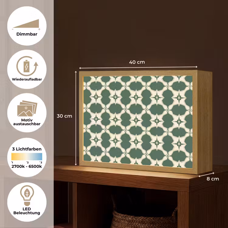Tegel - Klassiek - Groen Light Box met batterij (Wandlamp) middel 907 -USP_websiteoverzichtDE