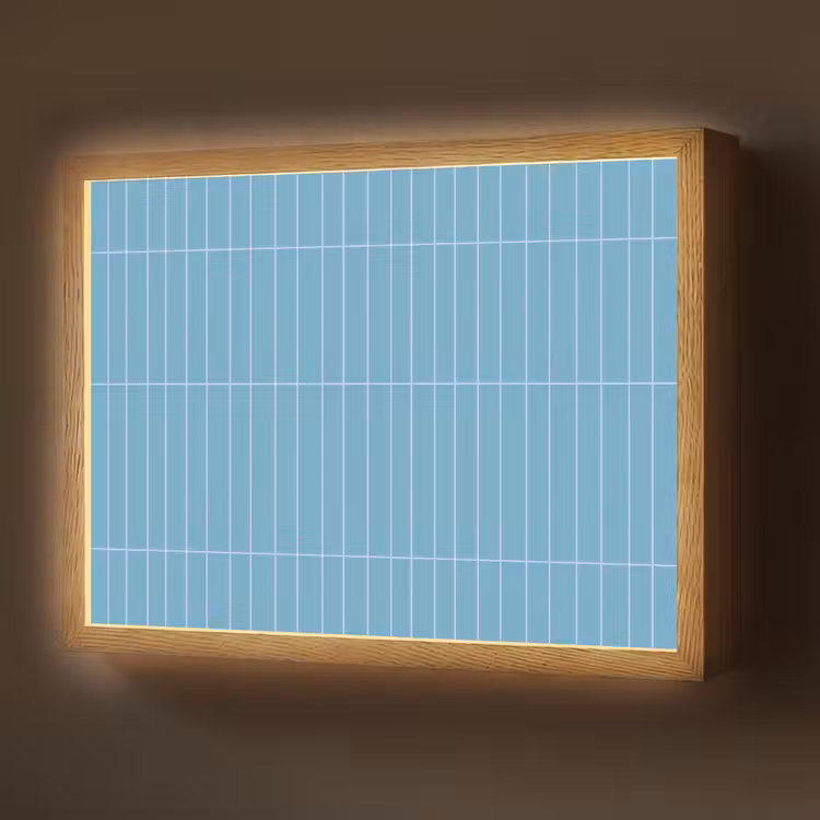Tegel - Langwerpig - Patroon - Blauw Light Box met batterij (Wandlamp) middel 907 -z3d_website
