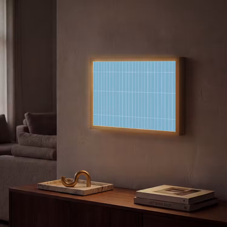 Tegel - Langwerpig - Patroon - Blauw Light Box met batterij (Wandlamp) middel 907 -sfeer1