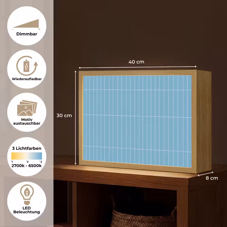 Tegel - Langwerpig - Patroon - Blauw Light Box met batterij (Wandlamp) middel 907 -USP_websiteoverzichtDE