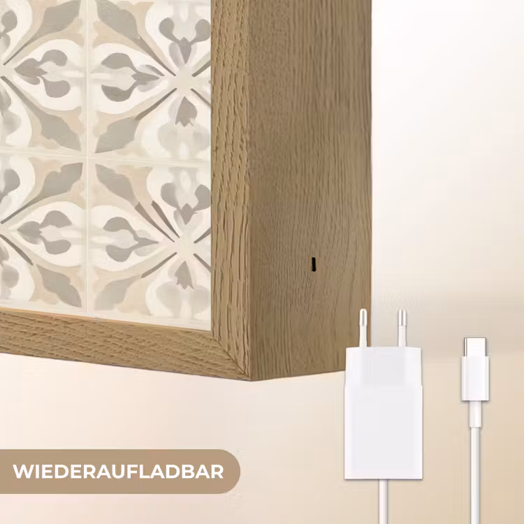 Tegel - Motief - Beige Light Box met batterij (Wandlamp) middel 907 -USP_websiteoplaadbaarDE
