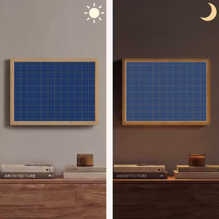 Tegel - Patroon - Blauw Light Box met batterij (Wandlamp) middel 907 -sfeer3