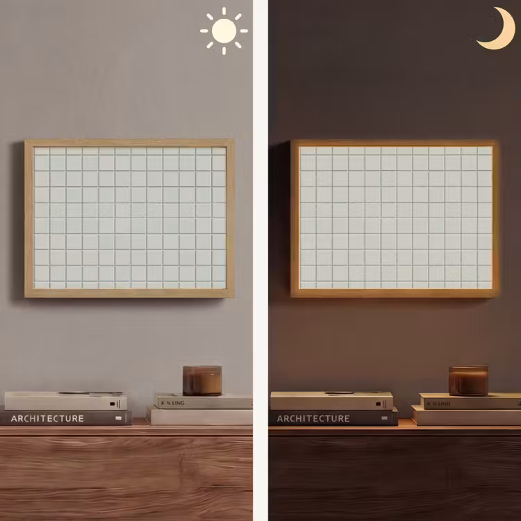 Tegel - Patroon - Lichtgroen Light Box met batterij (Wandlamp) middel 907 -sfeer3