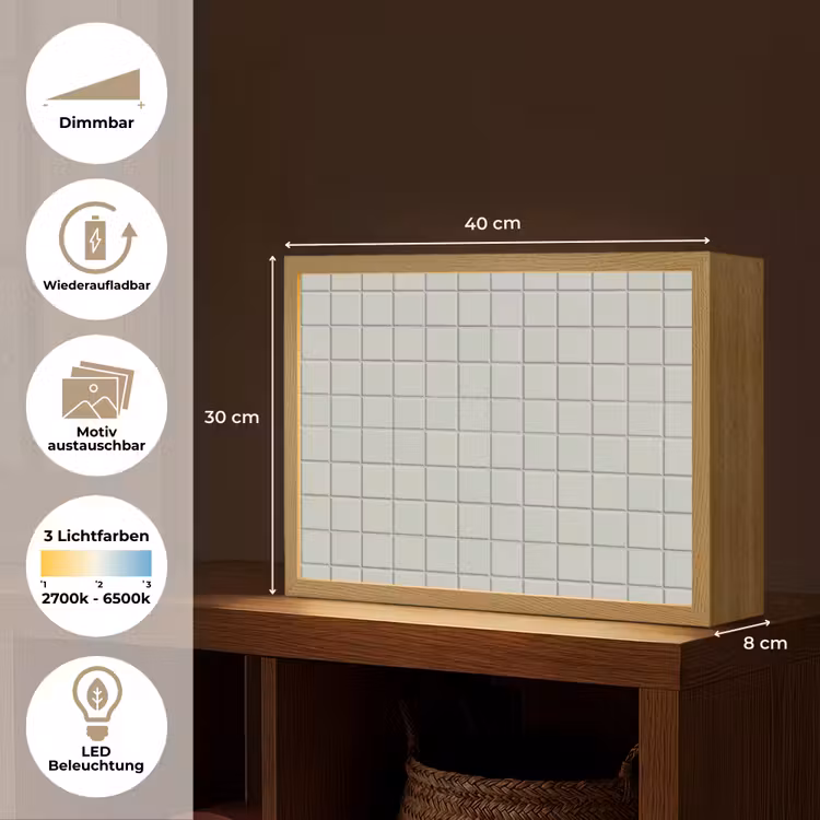 Tegel - Patroon - Lichtgroen Light Box met batterij (Wandlamp) middel 907 -USP_websiteoverzichtDE