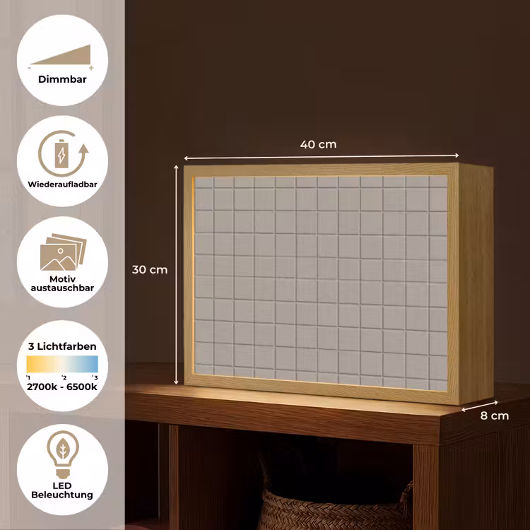 Tegel - Patroon Kiezel - Grijs Light Box met batterij (Wandlamp) middel 907 -USP_websiteoverzichtDE
