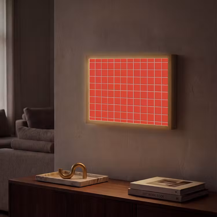 Tegel - Patroon - Kersen - Rood Light Box met batterij (Wandlamp) middel 907 -sfeer1